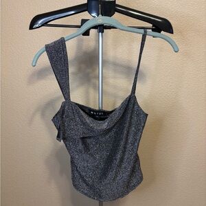 Motel Rocks Black Glittery Women's Y2K Club Top